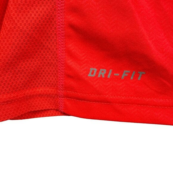 Nike Dri-Fit Shirt Men XL Mesh Performance Red Short Sleeve Running - Picture 10 of 11